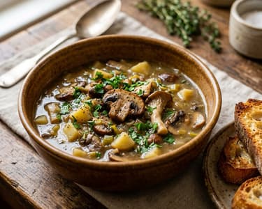 French Peasant Mushroom Soup | Hearty & Rustic
