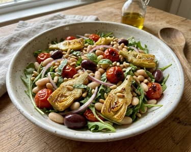 Mediterraner Cannellini-Salat | Mit Backrohr-Artischocken