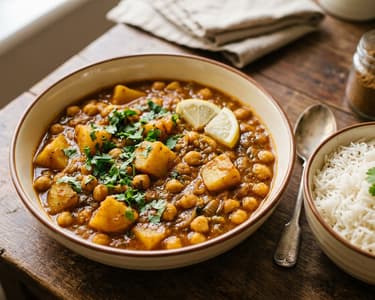 Aloo Chana Masala | Indian Potato and Chickpea Curry
