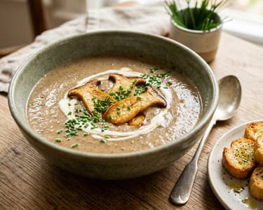 Französische Kräuterseitling-Suppe | Samtig & Waldaromatisch