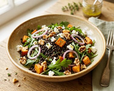 Mediterranean Lentil Salad | With Oven-Baked Sweet Potatoes