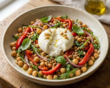 Mediterraner Kichererbsensalat | Mit Backrohr-Peperonata