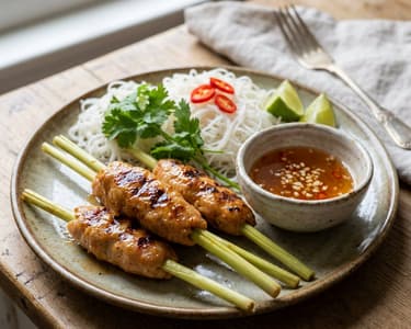 Chạo Tôm | Prawn Skewers on Lemongrass