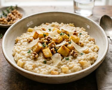 Creamy Parsnip Risotto with Walnuts & Thyme | Delicately Nutty Autumn Delight