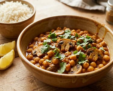 Indisches Champignon-Kichererbsen-Curry | Herzhaft & Vegan