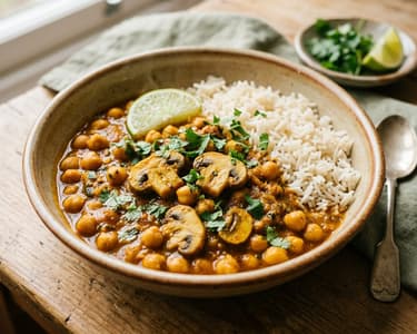 Indisches Kichererbsen-Champignon-Curry | Herzhaft & Cremig