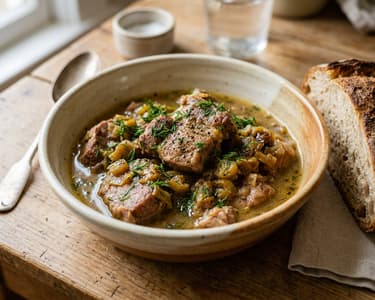 Greek Pork Neck with Leeks | Hirino me Praso