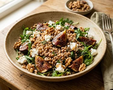 Tuscan Farro Salad | With Oven-Roasted Figs & Goat Cheese