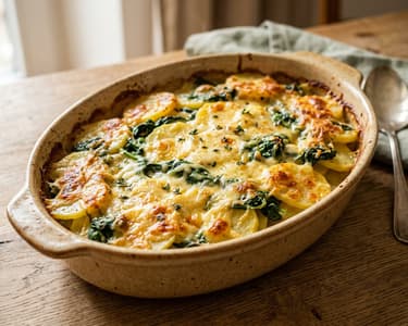 Salzburg Potato and Spinach Casserole | Baked with Bergkäse