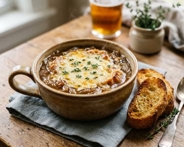 Nordfranzösische Bierzwiebelsuppe | Deftig & Aromatisch