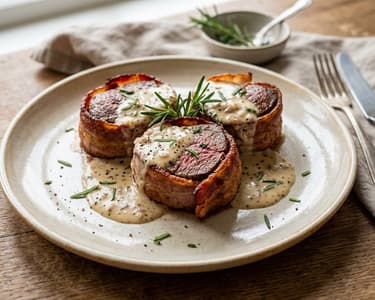 Altwiener Rindslungenbraten im Speckmantel | Zartes Rinderfilet mit Rahmsauce