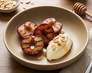 Grilled Plums with Mascarpone & Honey