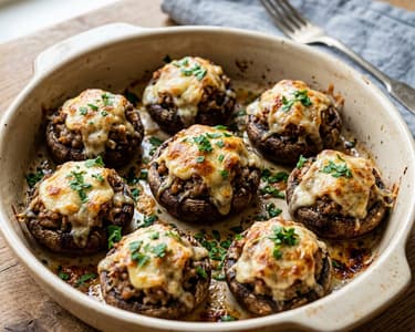 Gefüllte Champignons mit Faschiertem | Aus dem Backrohr