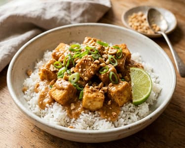 Knuspriger Erdnuss-Satay-Tofu | In 15 Minuten