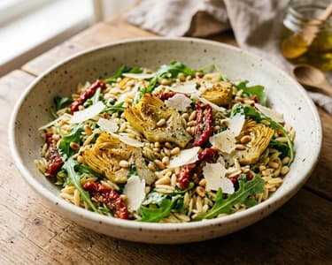 Italienischer Orzo-Salat | Mit Backrohr-Artischocken