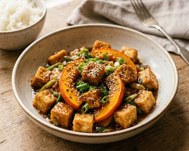 Herbstlicher Kürbis-Wok mit Tofu | Knusprig in 15 Minuten