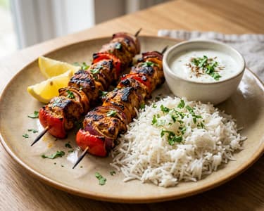 Indische Tandoori-Putenspieße aus dem Backrohr