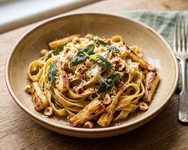 Tagliatelle mit gerösteten Pastinaken | Salbeibutter & Nüsse