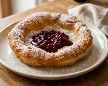 Traditionelle Tiroler Kiachl mit Preiselbeeren