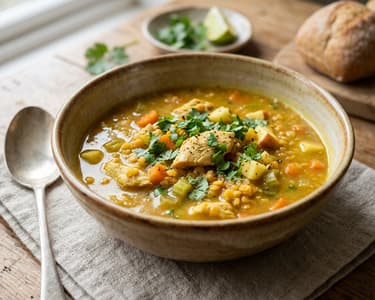Mulligatawny | Indische Hendl-Currysuppe mit Linsen