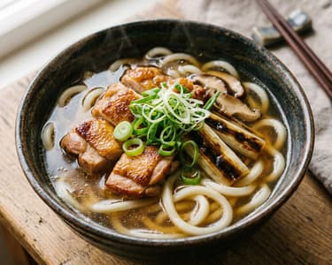 Tori Nanban Udon | Japanische Hendlsuppe mit Udon-Nudeln