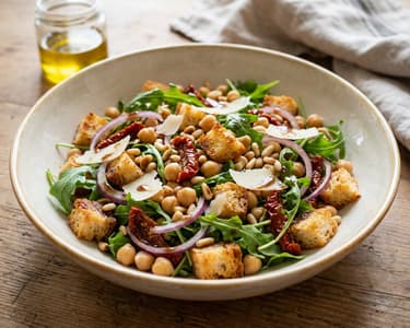 Tuscan Chickpea Panzanella Salad | With Crispy Ciabatta Croutons