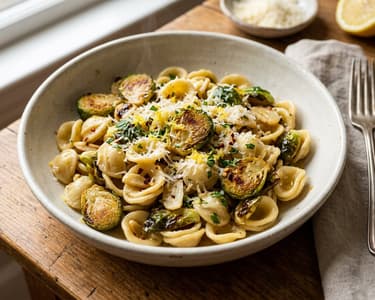 Orecchiette with Roasted Brussels Sprouts | Autumnal Pasta Delight