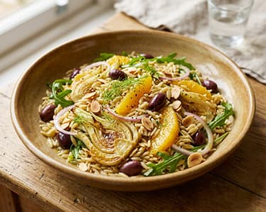 Sicilian Orzo Salad | With Oven-Roasted Fennel & Orange