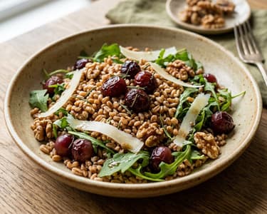 Tuscan Farro Salad | With Roasted Grapes & Pecorino