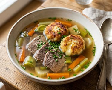 Tiroler Rindfleisch-Suppentopf mit Kaspressknödeln