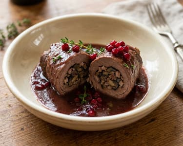 Gefüllte Hirschrouladen mit Steinpilzen & Speck | Aus dem Backrohr