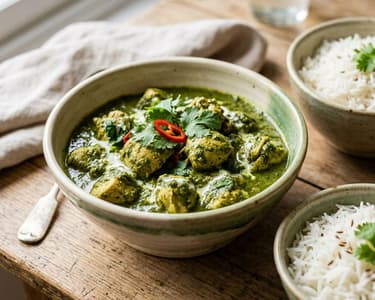 Indisches Hariyali Hendl | Grünes Kräuter-Curry in 20 Min
