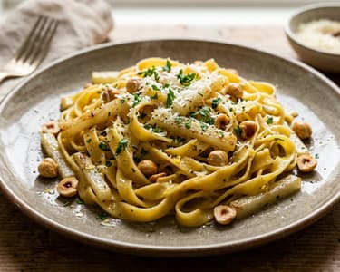 Tagliatelle with Tender Kohlrabi & Roasted Hazelnuts | Fine Autumn Delight