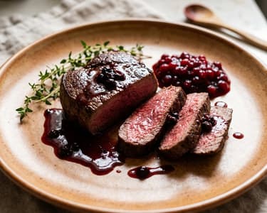 Zarte Hirschsteaks in Wacholder-Rotweinsauce | Zartrosa aus der Pfanne