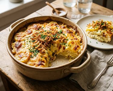 Vorarlberg Potato and Cheese Bake | Crispy with Fried Onions