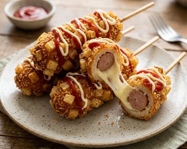 Koreanische Hendl Corn Dogs | Knuspriger Streetfood-Hit