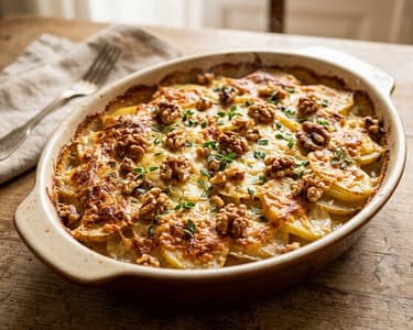 Mostviertel Pear and Potato Gratin | With Mountain Cheese & Walnuts