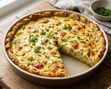 Crispy Smashed Potato Quiche with Mountain Cheese & Leek