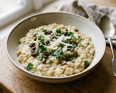 Cremiges Peterwurzen-Risotto | Fein & nussig