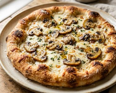 Pizza Bianca mit Champignons & Trüffelöl | Knusprig