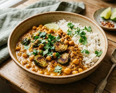Indisches Kichererbsen-Kohlsprossen-Curry | Cremig & Wärmend