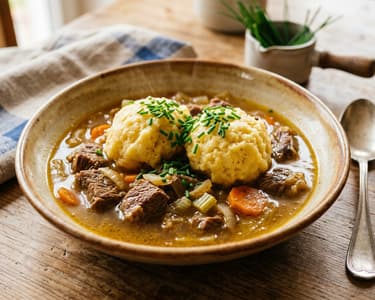 Old Viennese Beef Stew with Fluffy Semolina Dumplings