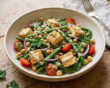 Middle Eastern Green Bean Salad with Sesame Feta | Savory & Crunchy