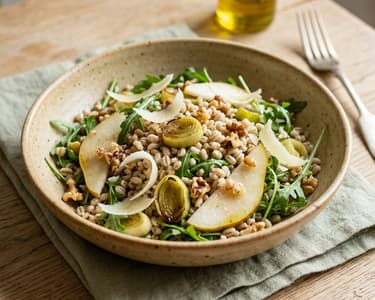 Tuscan Pearl Barley Salad | With Oven-Roasted Leek & Pear