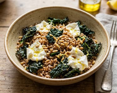 Tuscan Farro Salad | With Cavolo Nero Chips & Burrata