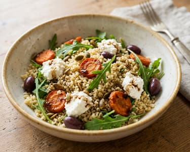 Italienischer Bulgursalat | Mit Backrohr-Karotten & Ricotta