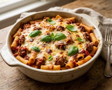 Rigatoni al Forno mit Salsiccia | Herzhafter Pasta-Auflauf