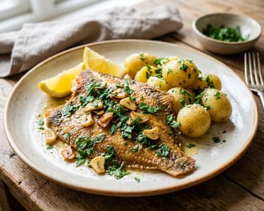 Platija al Ajillo | Pan-Fried Plaice with Garlic Oil & Parsley Potatoes