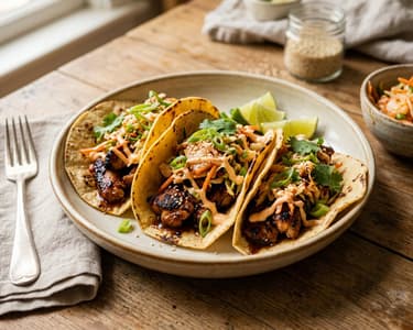 Koreanische Bulgogi-Hendl Tacos | Streetfood mit Kimchi-Slaw