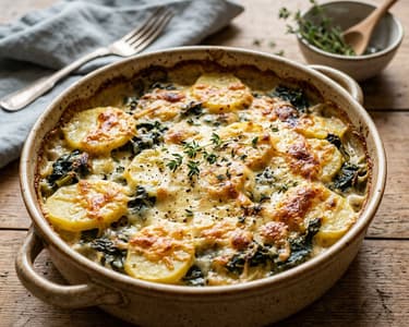 Kärntner Erdäpfel-Mangold-Auflauf | Mit Bergkäse überbacken